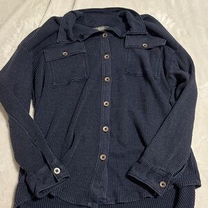 Oversized blue button up